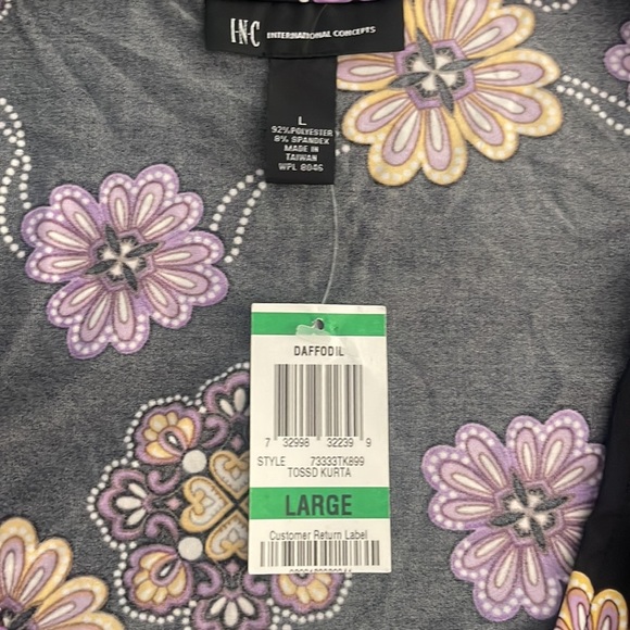 INC short sleeve 92% polyester 8% spandex so it has some nice stretch. New - Picture 3 of 3